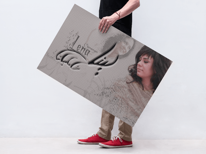 lena chamamyan poster of a Man Holding a Poster lena chamamyan poster of a Man Holding a Poster