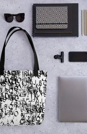 abstract typography -1 -Tote bag-black