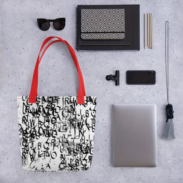 abstract typography -1 -Tote bag-red
