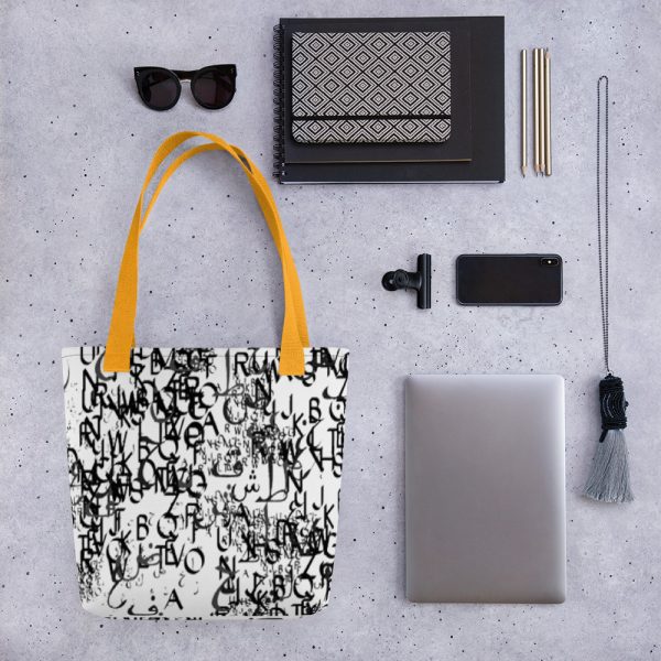 abstract typography -1 -Tote bag-yellow