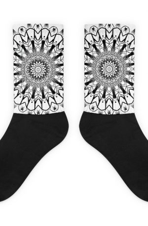pattern mandala 01 -Socks-black-and-white