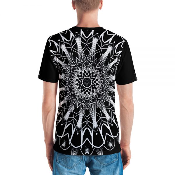 pattern mandala 01 -white on black neck -all over print Men’s T-shirt-back