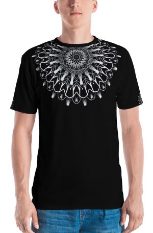 pattern mandala 01 -white on black neck -all over print Men’s T-shirt-front