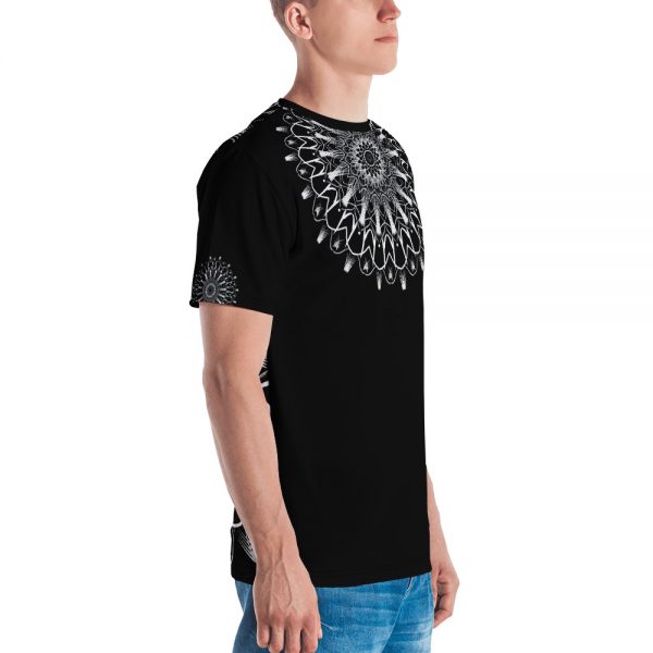 pattern mandala 01 -white on black neck -all over print Men’s T-shirt-left