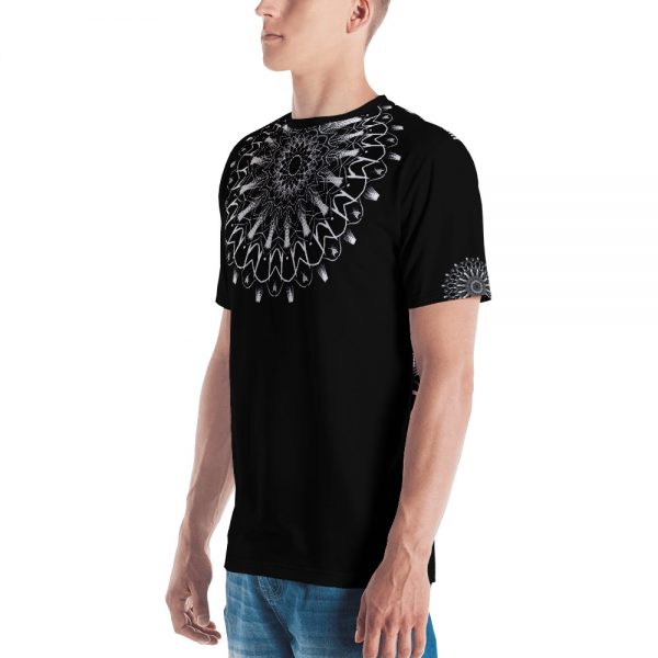 pattern mandala 01 -white on black neck -all over print Men’s T-shirt-right