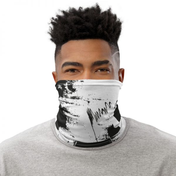 Abstract Typography 2 Neck Gaiter Front Mens White