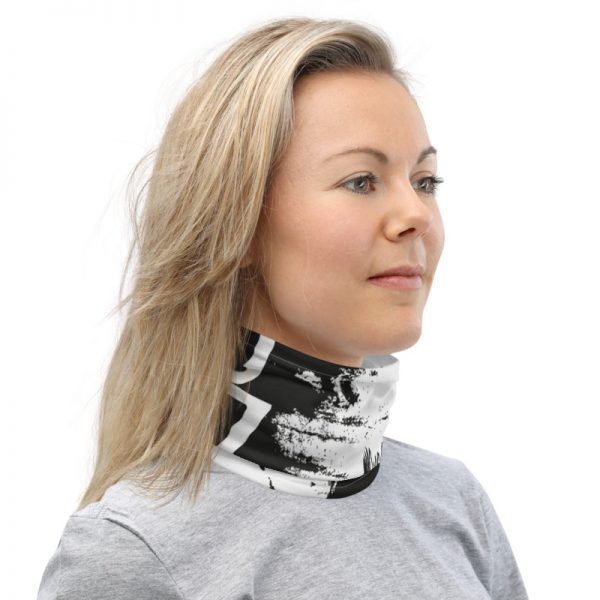 Abstract Typography 2 Neck Gaiter Front Mens White Neck