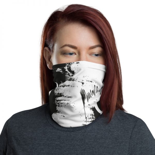 Abstract Typography 2 Neck Gaiter Front Women White