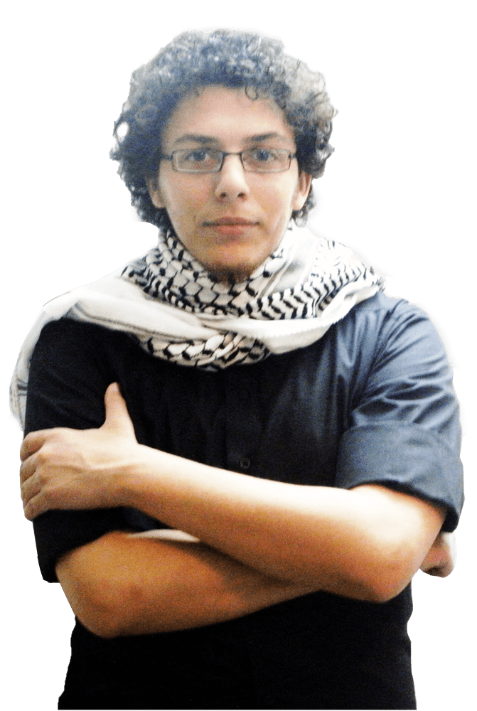 momen old photo with palestinian scarf