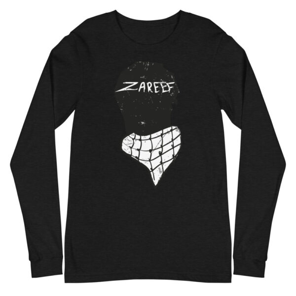 Zareef Altool-Zareef Altoul-dance-dabke-head-english-typography-palestine-black-unisex long sleeve tee black heather front 616c9a2015512.jpg