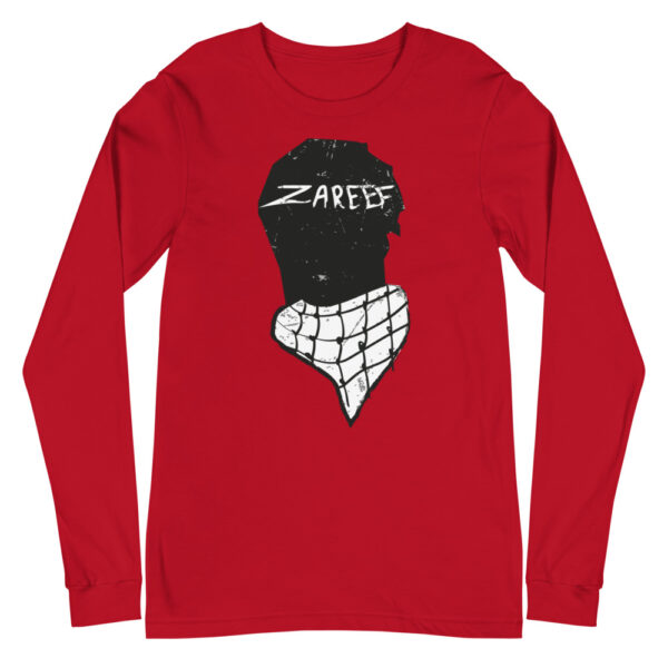 Zareef Altool-Zareef Altoul-dance-dabke-head-english-typography-palestine-red-unisex long sleeve tee red front 616c9a20155dd.jpg